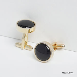 Colección Tinh Vu: Gemelos de Lujo para Hombre, Chapados en Oro de 18K - Piedra Preciosa Meteorito Negro Fengshui (MSDADE007) - Hecho en Vietnam - Product Image 5