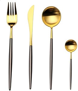 Unique Style Enameled Finished Handle Gold Plated Metal Cutlery Set Dinnerware Cutlery <b>Royal</b> Look Hotel <b>Catering</b> Usage - Product Image 1
