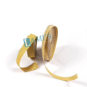 ขอบลูกไม้สำหรับตัดเย็บเสื้อผ้าทำจากลวด Mylar สีทองแท่ง - Product Image 5