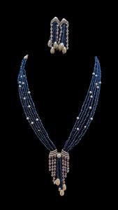 สร้อยคอพร้อมจี้ขายดีที่สุด ประดับด้วยลูกปัดมาลาแบบยาว พร้อมชุดสร้อยคอและต่างหูเข้าชุดสีเดียวกัน เหมาะสำหรับงานแต่งงาน - Product Image 5