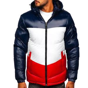 2025 chaquetas de burbujas acolchadas brillantes informales para hombre, plumón grueso de invierno con cierre de cremallera, lona con capucha, servicio OEM, Impresión de hojaldre - Product Image 1
