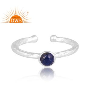 Best Quality Fine Sterling Silver Natural Lapis Lazuli Gemstone <b>Adjustable</b> <b>Ring</b> Custom Jewelry For Women Gift For Her - Product Image 3