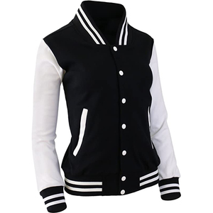 Chaquetas universitarias de algodón 100% de talla grande para mujer, chaquetas con letras de béisbol estampadas transpirables, parches bordados al por mayor - Product Image 6