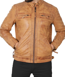 Chaqueta de cuero OEM para hombre, estilo de motorista clásico, piel sintética Premium, elegante, ajustada, informal y para montar - Product Image 1