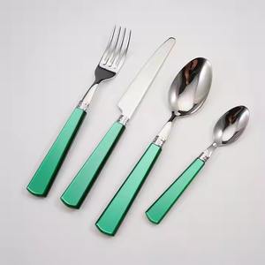 Elegant resin handle mirrored steel cutlery set for <b>kitchen</b> dining decor modern flatware from H.M.A Handicrafts gift - Product Image 3