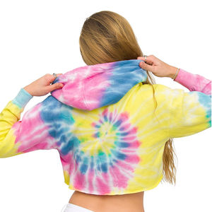 <b>Top</b> Quality <b>Ladies</b> Crop <b>Top</b> Hoodies Tai Dai Full <b>Sleeve</b> Length Pullover Women's Outfits Crop <b>Top</b> Hoodie With Custom Size - Product Image 2