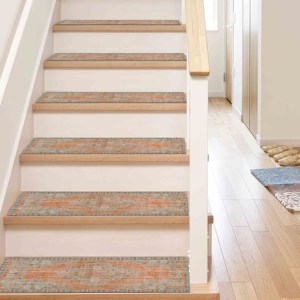 Tapis ethnique imprimé à motifs médaillon, grand tapis d'escalier moderne aux couleurs douces, Gobelin - Product Image 2