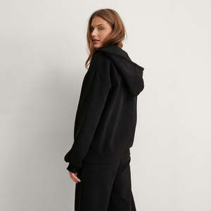 Femmes 100% coton quart fermeture éclair à capuche goutte épaule Streetwear surdimensionné femmes sweats à capuche 1/4 pull Logo personnalisé OEM vente en gros - Product Image 2