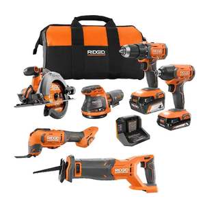 Kit Combinado Inalámbrico de 6 Herramientas con Batería de 2.0 Ah y 4.0 Ah, Cargador y Bolsa para Taladros y Trabajos Eléctricos, Hecho de Plástico - Product Image 1