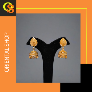 Acheter Boucles d'Oreilles Ensemble avec Conception Traditionnelle 22CT Plaqué Or Jhumka Style Boucles d'Oreilles Bijoux pour Femmes Porter - Product Image 2