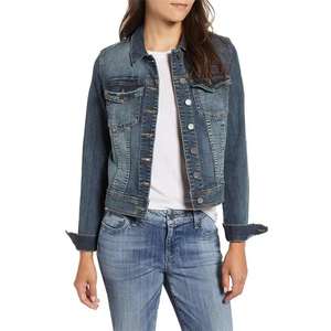 Chaqueta Vaquera de Invierno Personalizada 2025-26 para Mujer, Transpirable, OEM, Tejido de Algodón Lavado con Pigmentos, Chaqueta Vaquera de Manga Corta para Mujer - Product Image 1