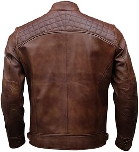Chaqueta de Cuero de Piel de Oveja Genuina para Hombre, Primavera, Invierno, Otoño, Cortavientos, con Cremallera, Manga Larga, para Motocicleta - Product Image 2