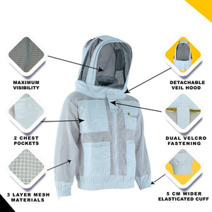 Traje de apicultura totalmente ventilado de alta calidad, Chaqueta de algodón a prueba de picaduras, antiestático, anticorte, características de seguridad, Color personalizado - Product Image 2