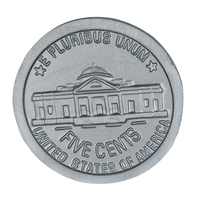 PLOMA 100 Monedas de Plástico No Tóxicas de 5 Centavos de Dólar Estadounidense (2.3cm de Diámetro) Dinero de Juguete para Niños de 2, 4, 5 y 7 Años, Juguete Educativo Duradero con Cierre