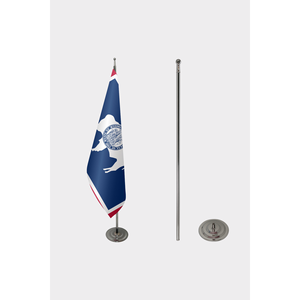 Drapeau d'intérieur personnalisé du Wyoming 3x5 pieds imprimé numériquement sur nylon avec mât en aluminium et logo personnalisé - Product Image 2