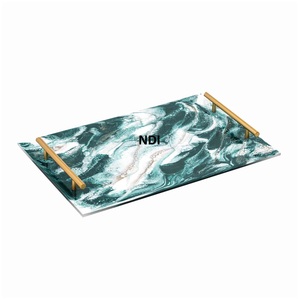 Bandeja rectangular de madera para decoración de mesa de comedor, bandeja para servir catering con acabado esmaltado, aperitivos y dulces para servir - Product Image 5