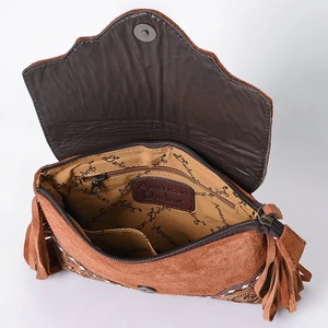 Genuine Leather Suede Fringe Bohemian Crossbody <b>Bag</b> Women Vintage Embossed Lightweight <b>Shoulder</b> Purse Adjustable <b>Strap</b> OEM - Product Image 4