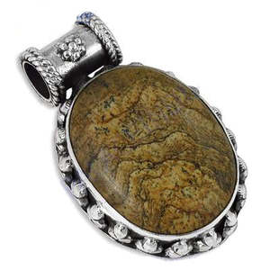 Pendentif en argent 925 plaqué rhodium avec pierre de jaspe rose pour femmes - Product Image 3