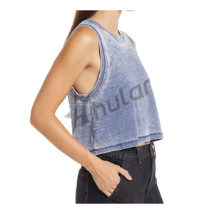 Camisetas sin mangas de verano de moda rosa para mujer Ropa informal de punto de costilla de algodón transpirable cómoda con logotipo personalizado - Product Image 6