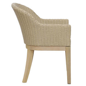 Chaise de salle à manger de jardin moderne Hannan en cadre en bois de teck massif et corde tissée avec finition de couleur naturelle pour les repas en plein air. - Product Image 5