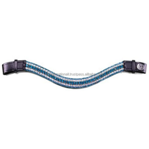 Banda de cejas de caballo de cuero genuino 100% en forma de onda 5 filas verde azulado y cristales transparentes diamante brillante banda de cejas mega Bling - Product Image 6