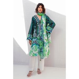 Traje de jardín de 3 piezas sin coser con estampado digital verde para mujer - Product Image 4