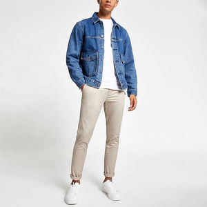 Veste en jean pour homme personnalisée, décontractée, en coton, col rabattu, lavage à la pierre, marron, surdimensionnée, pour l'entraînement - Product Image 3