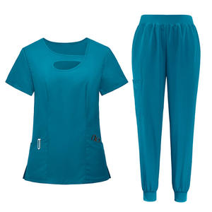 Ensemble de gommage col en V unisexe personnalisable offre spéciale uniformes de soins infirmiers en coton et élasthanne costumes d'hôpital OEM avec logo - Product Image 5