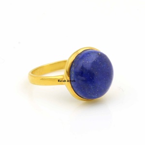 RJR0262 12mm Naturel Lapis Lazuli Pierre Précieuse Anneau Classique Boho Style Éternité Vermeil 925 Bijoux En Argent Sterling pour Femmes Filles - Product Image 1