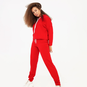 Best Selling Loose Drop Shoulder Custom Logo <b>Women</b> Slim Fit Winter Tracksuits Trouser Casual OEM Service 100% Cotton - Product Image 3