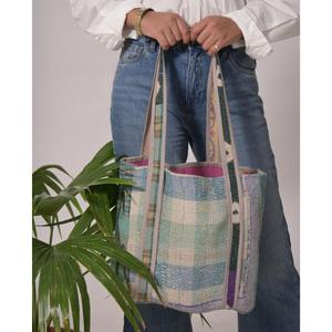 Bolso de algodón bohemio hecho a mano Estilo Vintage para mujer, bolso de compras reutilizable o bandolera - Product Image 4