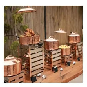 Plat de service de nourriture rond de conception de fantaisie serveur en acier inoxydable en métal vintage plats de restauration par le monde en métal indien - Product Image 6