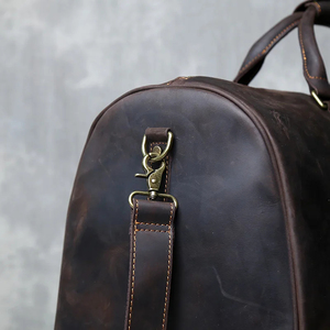 Sac de voyage pliable en cuir véritable écologique, imperméable, avec fermeture éclair, marron, durable, grande capacité - Product Image 3