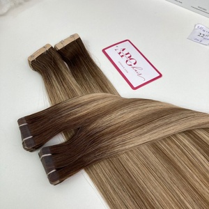 Mejor Premium Luxury Balayage 2/4Q + 6C cinta 22 pulgadas recto doble dibujado superior virgen extensiones de cabello humano crudo - Product Image 4