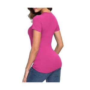 New Arrival OEM Service Printed Women's 100% Cotton Short Sleeve Round Neck Shoulder Slope Comfortable T-shirt From Bangladesh - Product Image 3