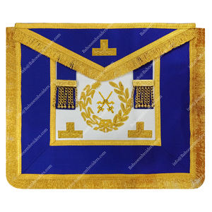 Conjunto de delantal de barrera y espada de vestido completo de evaluación masónica Premium con flecos dorados y logotipo bordado a mano para grandes oficiales - Product Image 1