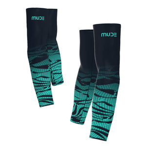Manchons de bras DUNE bleu marine - Manchettes anti-UV en spandex imprimées à chaud pour le cyclisme - Product Image 3