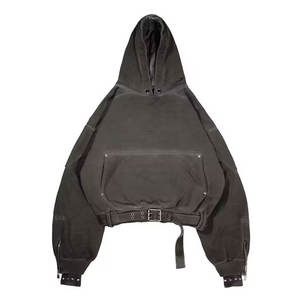 Sudadera con capucha unisex 450gsm 100% algodón con cremallera logotipo personalizado bordado parche desgastado lavado ácido pesado teñido liso para invierno - Product Image 1