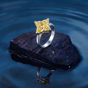 Bague solitaire papillon en diamant jaune cultivé en laboratoire, or blanc, bague de fiançailles de luxe, bijoux fins élégants, cadeau pour femme - Product Image 4