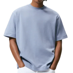 T-shirt en coton épais pour hommes T-shirt à col rond surdimensionné vierge avec logo personnalisé de haute qualité pour hommes - Product Image 4