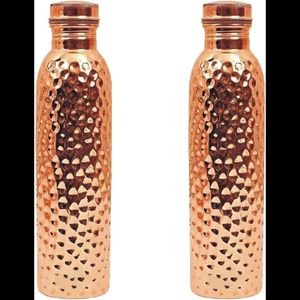 Precios directos de fábrica 100% botella de agua de cobre puro con tapa para Ayurveda beneficio de la salud juntas libres botellas a prueba de fugas de Metal - Product Image 1