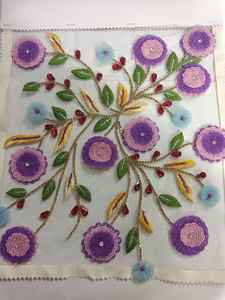 Custom 3D Handwork Beaded Lace <b>Net</b> <b>Fabric</b> for Party & Bridal Wear Woven Techniques for Accessory Use - Product Image 3