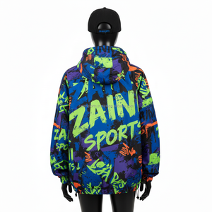 Chaqueta Cortavientos Premium para Mujer, 130 GSM, Poliéster, con Estampado Gráfico Multicolor y Logotipo Personalizado por Sublimación - Product Image 2