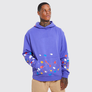 Sweat-shirt à capuche surdimensionné personnalisé pour hommes 100% coton sweat-shirt à capuche d'hiver à motif solide lavé à l'acide avec OEM - Product Image 1