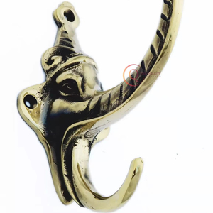 High Quality Decorative Brass Metal Golden <b>Wall</b> Mounted Rustproof <b>Coat</b> <b>Hooks</b> Heavy Duty <b>Coat</b> Hangers Elephant Face Shape <b>Hook</b> - Product Image 1