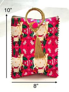 Bolso de mano con diseño de flores de vaca Pichwai para Festival de Diwali, artículo de regalo para invitados, recuerdo de devolución de fiesta a granel, despedida de soltera de Navidad - Product Image 4