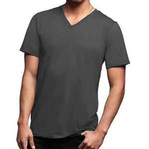 Camiseta informal de verano de algodón con cuello en V para hombre, camisetas de talla grande ajustadas con estampado sólido Unisex, camisetas lisas de diseño sólido para hombre - Product Image 2