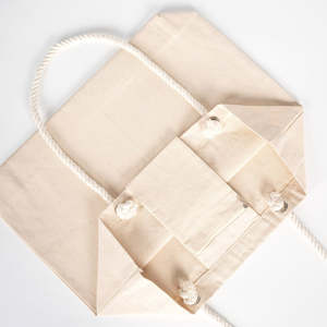 Large Solid Color Canvas Tote <b>Bag</b> with Zippered Inner Pocket 19x16x4 Cotton <b>Fabric</b> Shopping - Product Image 5
