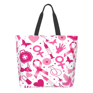 ถุงผ้าฝ้ายสีชมพูพิมพ์ลายถุงผ้าคอตตอนพร้อมที่จับพิมพ์โลโก้ได้ทันสมัย - Product Image 1