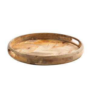 Nouveauté plateau de service en bois rond fini en résine pour décoration de table de fête de mariage utilisation pour la restauration - Product Image 2